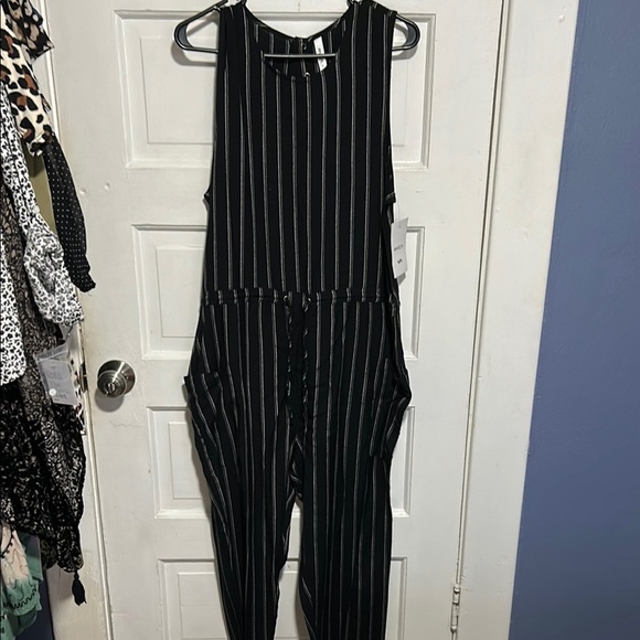 RVCA Pants - RVCA Black and White Striped Jumpsuit